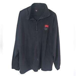 USA Olympic black fleece zip up logo jacket size XLarge